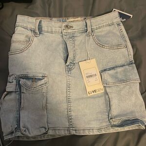 Denim Cargo Skirt Light Wash